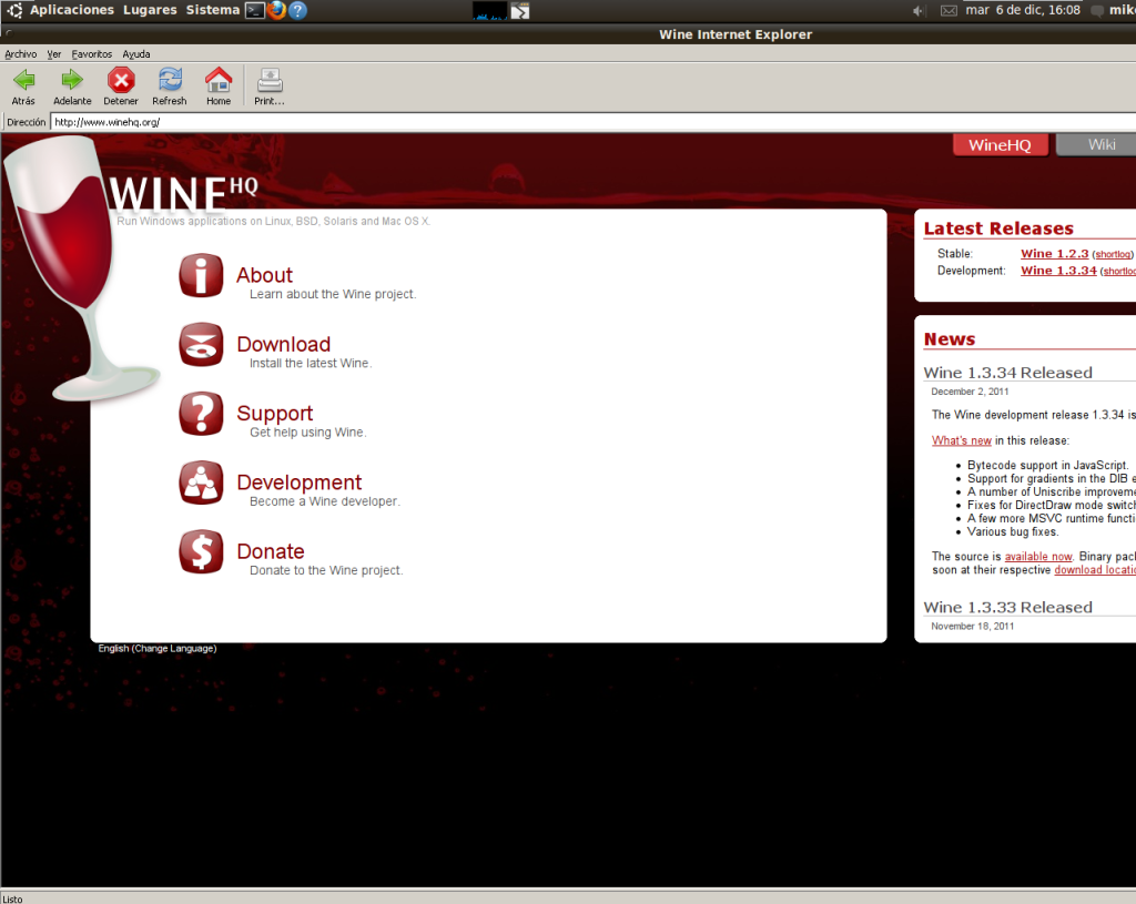 Imagen de IExplorer4Linux - wine-Ubuntu